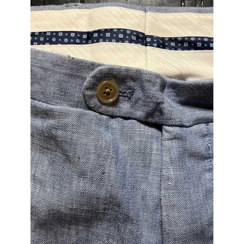 Joseph Abboud Mens Light Blue Linen Blend Flat Front Straight Leg Pants